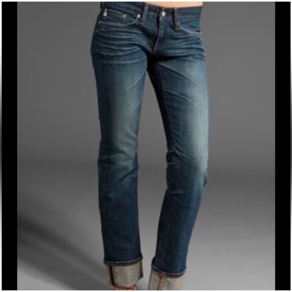 AG Adriano Goldschmied Tomboy Boyfriend Fit Dark Wash Blue Denim Jeans Size 24 - Picture 4 of 14